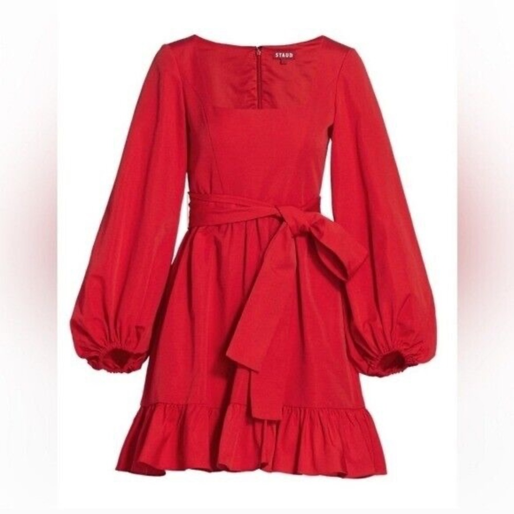 STAUD Seth dress in poinsettia size 8 POCKETS